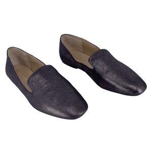 Enzo Angiolini Loafers Size 6.5M Slip On Anthracite Gray Suede Leonie Metallic